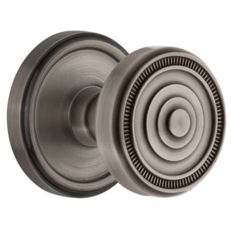 Grandeur Georgetown Solid Brass Rose Privacy Knob Set with Soleil Knob and 2-3/4" Backset Antique Pewter