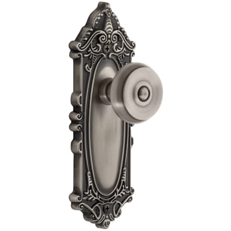 Grandeur Grande Victorian Solid Brass Rose Privacy Door Knob Set with Bouton Knob and 2-3/4" Backset Antique Pewter