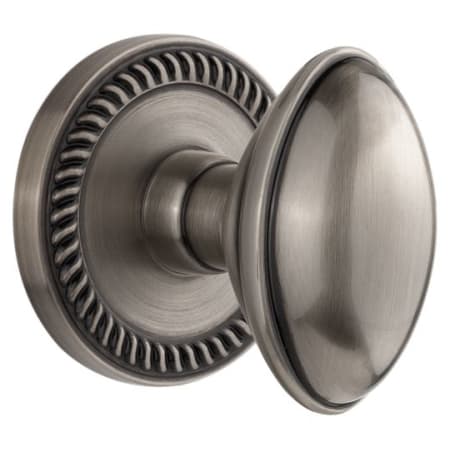 Grandeur Newport Solid Brass Rose Privacy Door Knob Set with Eden Prairie Knob and 2-3/4" Backset Antique Pewter