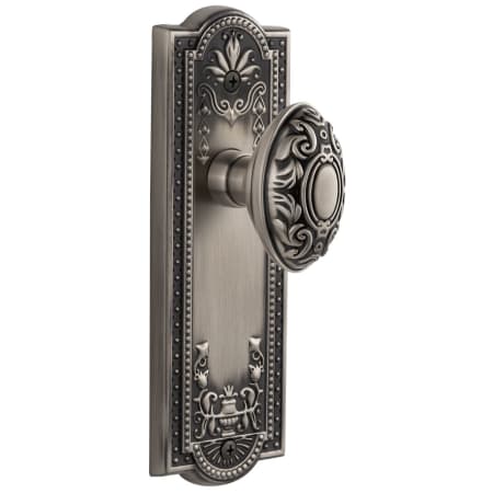 Grandeur Parthenon Solid Brass Rose Privacy Door Knob Set with Grande Victorian Knob and 2-3/4" Backset Antique Pewter