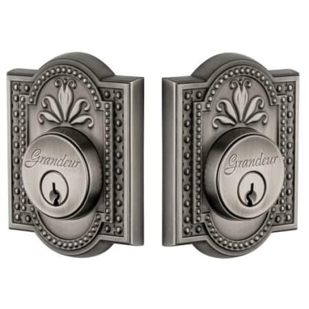Grandeur Parthenon Solid Brass Rose Double Cylinder Keyed Entry Deadbolt with 2-3/4" Backset Antique Pewter