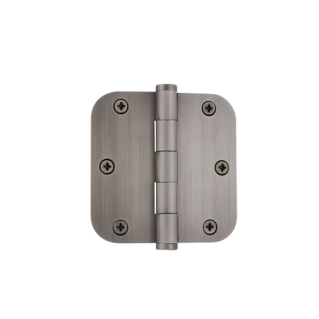 Grandeur 3.5 x 3.5 Inch Plain Bearing 5/8" Radius Corner Mortise Door Hinge with Button Finial - Single Hinge Antique Pewter