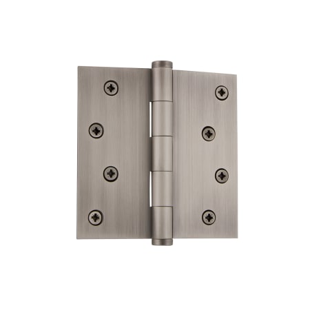 Grandeur 4 x 4 Inch Plain Bearing Square Corner Mortise Door Hinge with Button Finial - Single Hinge Antique Pewter