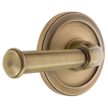 Grandeur Circulaire Solid Brass Rose Dummy Door Lever Set with Georgetown Lever Vintage Brass