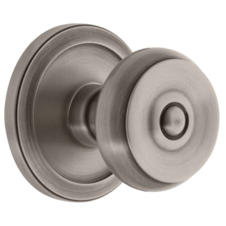 Grandeur Circulaire Solid Brass Rose Privacy Door Knob Set with Bouton Knob and 2-3/4" Backset Antique Pewter
