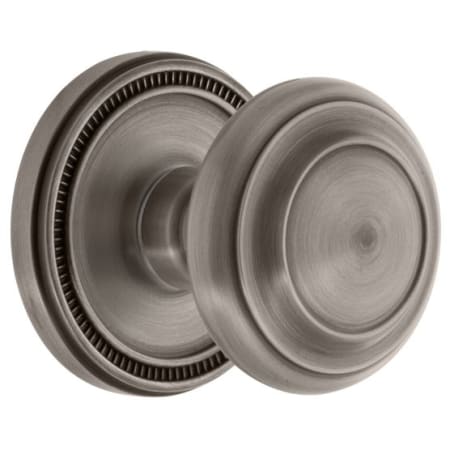 Grandeur Soleil Solid Brass Privacy Door Knob Set with Circulaire Knob and 2-3/8" Backset Antique Pewter