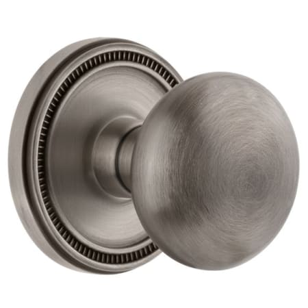 Grandeur Soleil Solid Brass Privacy Door Knob Set with Fifth Avenue Knob and 2-3/8" Backset Antique Pewter