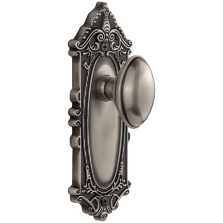 Grandeur Grande Victorian Solid Brass Rose Privacy Door Knob Set with Eden Prairie Knob and 2-3/8" Backset Antique Pewter