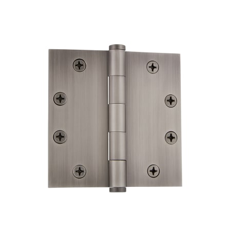 Grandeur 4.5" Square Corner Mortise Door Hinge with Button Finial - Solid Brass Single Door Hinge Antique Pewter