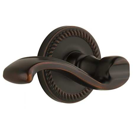Grandeur Newport Solid Brass Rose Dummy Door Lever Set with Portofino Lever Timeless Bronze