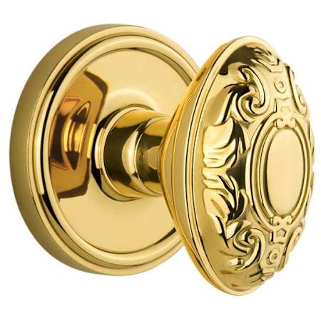 Grandeur Georgetown Solid Brass Rose Dummy Knob Set with Grande Victorian Knob Polished Brass