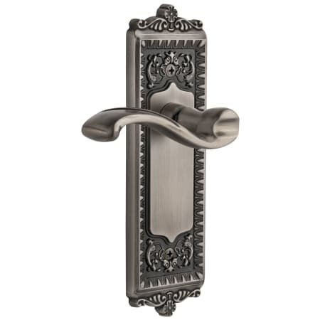 Grandeur Windsor Solid Brass Rose Right Handed Single Dummy Door Lever with Portofino Lever Antique Pewter