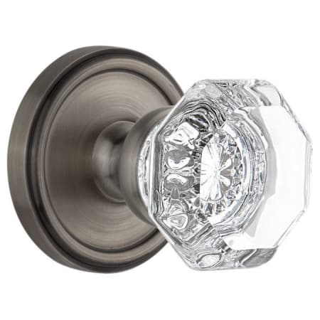 Grandeur Georgetown Solid Brass Rose Single Dummy Door Knob with Chambord Crystal Knob Antique Pewter