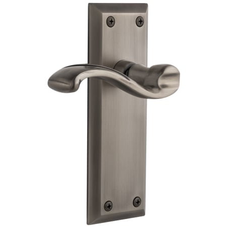 Grandeur Fifth Avenue Solid Brass Rose Right Handed Passage Door Lever Set with Portofino Lever and 2-3/8" Backset Antique Pewter