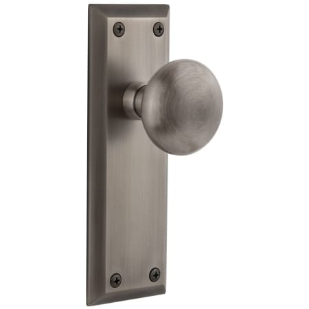 Grandeur Fifth Avenue Solid Brass Passage Door Knob Set with Fifth Avenue Knob and 2-3/8" Backset Antique Pewter