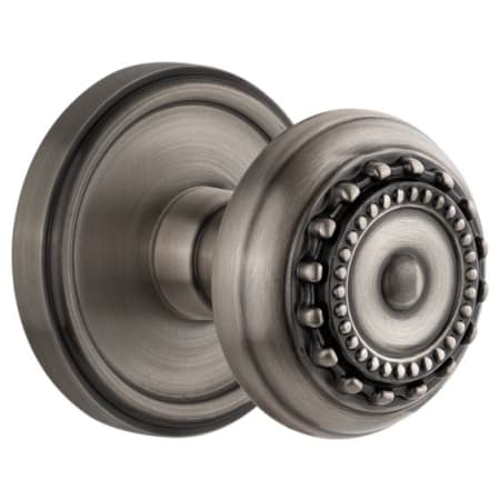 Grandeur Georgetown Solid Brass Rose Passage Knob Set with Parthenon Knob and 2-3/8" Backset Antique Pewter