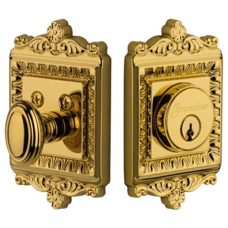 Grandeur Windsor Solid Brass Rose Keyed Entry Single Cylinder Deadbolt with 2-3/8" Backset Lifetime Brass