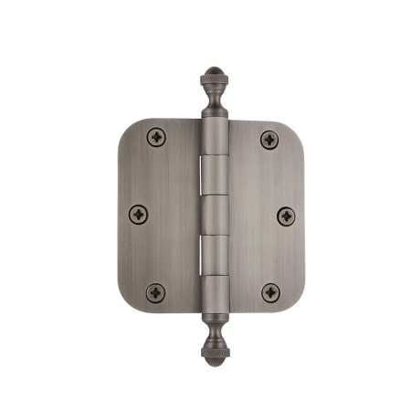Grandeur 3.5 x 3.5 Inch Plain Bearing 5/8" Radius Corner Mortise Door Hinge with Acorn Finial - Single Hinge Antique Pewter