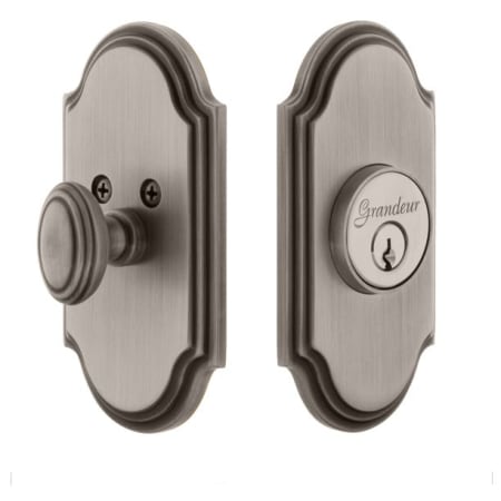 Grandeur Arc Solid Brass Single Cylinder Deadbolt with 2-3/4" Backset Antique Pewter