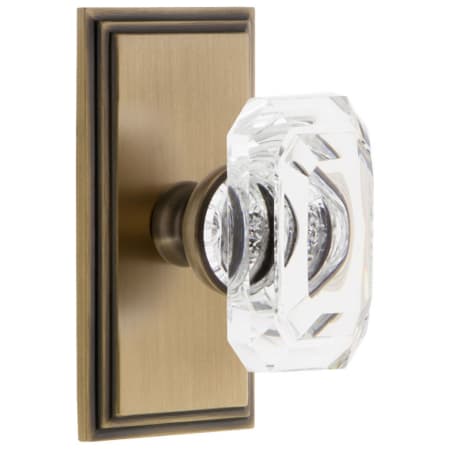 Grandeur Carre Solid Brass Non-Turning One-Sided Dummy with Baguette Clear Crystal Knob Vintage Brass