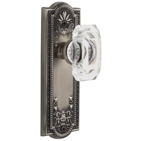 Grandeur Parthenon Solid Brass Non-Turning Two-Sided Dummy Set with Baguette Clear Crystal Knob Antique Pewter