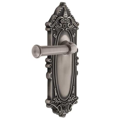 Grandeur Georgetown Solid Brass Left Handed Privacy Door Lever Set with Arch Rose from the Grande Victorian Collection Antique Pewter