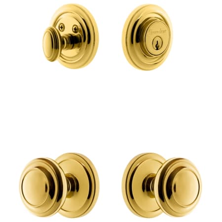 Grandeur Circulaire Solid Brass Single Cylinder Keyed Entry Knobset and Deadbolt Combo Pack with Circulaire Knob and 2-3/8" Backset Lifetime Brass