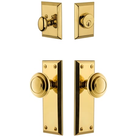 Grandeur Fifth Avenue Solid Brass Single Cylinder Keyed Entry Knobset and Deadbolt Combo Pack with Circulaire Knob and 2-3/4" Backset Lifetime Brass