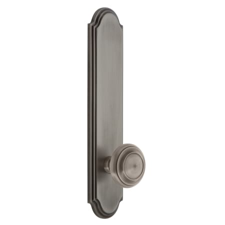 Grandeur Arc Solid Brass Tall Plate Rose Passage Door Knob Set with Circulaire Knob and 2-3/8" Backset Antique Pewter