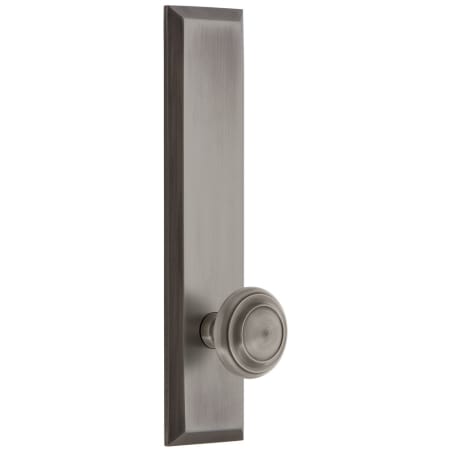 Grandeur Fifth Avenue Solid Brass Rose Tall Plate Passage Door Knob Set with Circulaire Knob and 2-3/8" Backset Antique Pewter