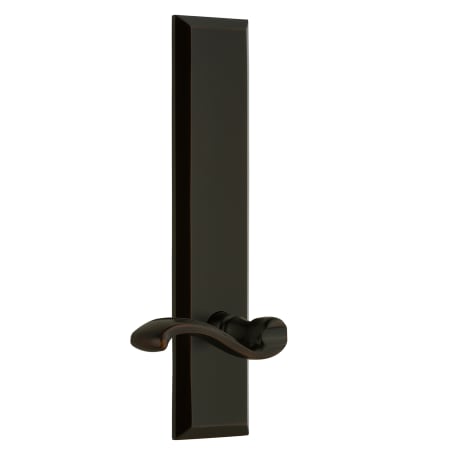 Grandeur Fifth Avenue Solid Brass Tall Plate Left Handed Passage Door Lever Set with Portofino Lever and 2-3/8" Backset Timeless Bronze