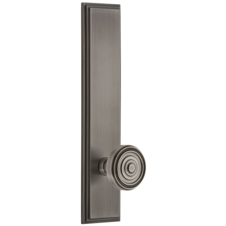 Grandeur Carre Solid Brass Rose Tall Plate Single Dummy Door Knob with Soleil Knob Antique Pewter