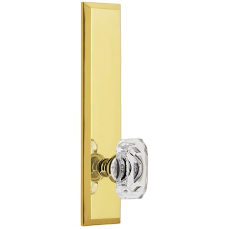 Grandeur Fifth Avenue Solid Brass Rose Tall Plate Single Dummy Door Knob with Baguette Clear Crystal Knob Polished Brass