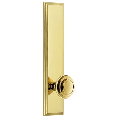 Grandeur Carre Solid Brass Tall Plate Rose Left Handed Privacy Door Knob Set with Circulaire Knob and 2-3/8" Backset Lifetime Brass