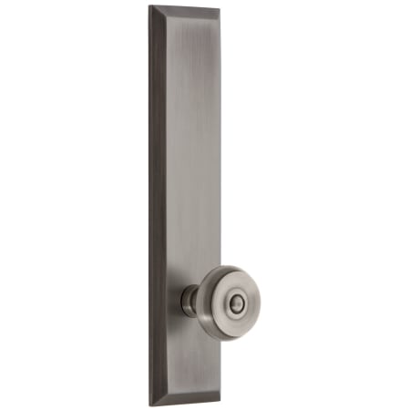 Grandeur Fifth Avenue Solid Brass Rose Right Handed Tall Plate Privacy Door Knob Set with Bouton Knob and 2-3/4" Backset Antique Pewter