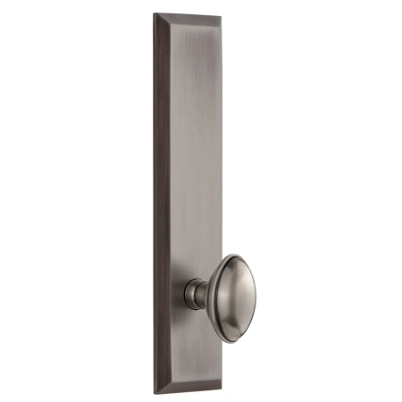Grandeur Fifth Avenue Solid Brass Tall Plate Left Handed Privacy Door Knob Set with Eden Prairie Knob and 2-3/4" Backset Antique Pewter