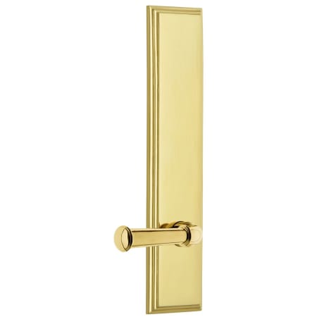 Grandeur Carre Solid Brass Tall Plate Rose Left Handed Privacy Door Lever Set with Georgetown Lever and 2-3/4" Backset Lifetime Brass