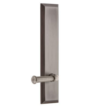 Grandeur Fifth Avenue Solid Brass Tall Plate Left Handed Privacy Door Lever Set with Georgetown Lever and 2-3/4" Backset Antique Pewter