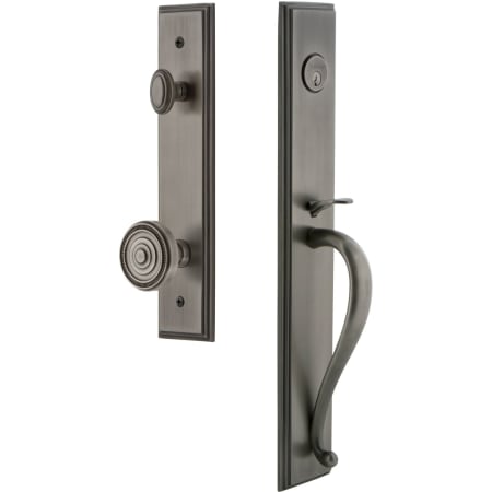 Grandeur Carre Solid Brass Rose Dummy "S" Grip Handleset with Soleil Knob Antique Pewter