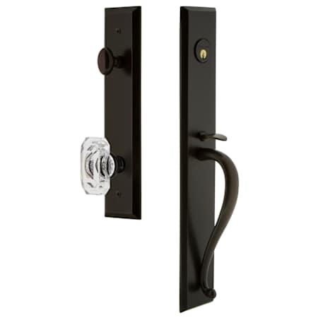 Grandeur Fifth Avenue Solid Brass Rose Dummy Full Plate "S" Grip Handleset with Baguette Clear Crystal Knob Timeless Bronze