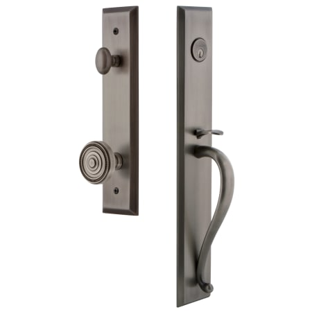Grandeur Fifth Avenue Solid Brass Rose Dummy Full Plate "S" Grip Handleset with Soleil Knob Antique Pewter