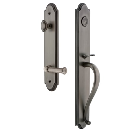Grandeur Arc Solid Brass Rose Left Handed Dummy Full Plate 'S' Grip Handleset with Georgetown Lever Antique Pewter