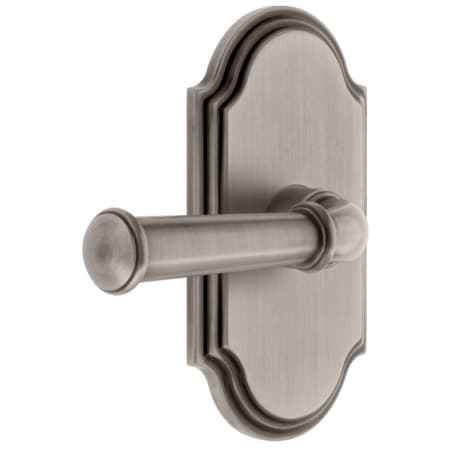 Grandeur Arc Solid Brass Left Handed Privacy Set with Georgetown Lever and 2-3/8" Backset Antique Pewter