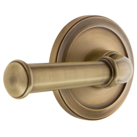 Grandeur Circulaire Solid Brass Left Handed Privacy Set with Georgetown Lever and 2-3/8" Backset Vintage Brass