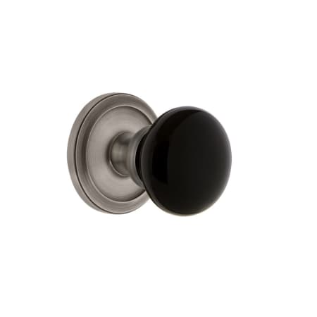 Grandeur Circulaire Solid Brass Rose Passage Door Knob Set with Coventry Knob and 2-3/4" Backset Antique Pewter