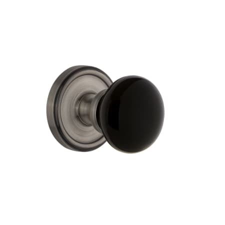Grandeur Georgetown Solid Brass Rose Passage Door Knob Set with Coventry Knob and 2-3/4" Backset Antique Pewter