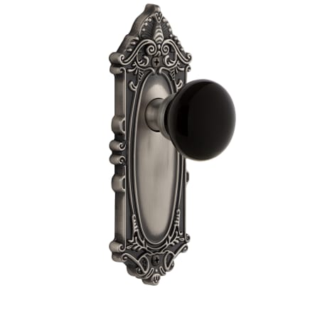Grandeur Grande Victorian Solid Brass Rose Passage Door Knob Set with Coventry Knob and 2-3/4" Backset Antique Pewter
