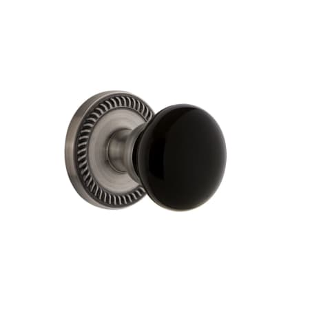 Grandeur Newport Solid Brass Rose Passage Door Knob Set with Coventry Knob and 2-3/8" Backset Antique Pewter