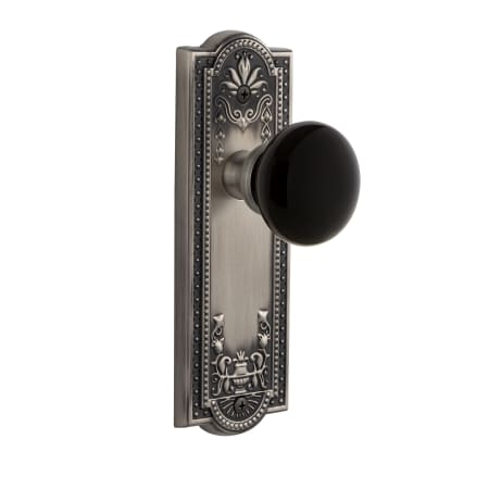 Grandeur Parthenon Solid Brass Rose Passage Door Knob Set with Coventry Knob and 2-3/8" Backset Antique Pewter