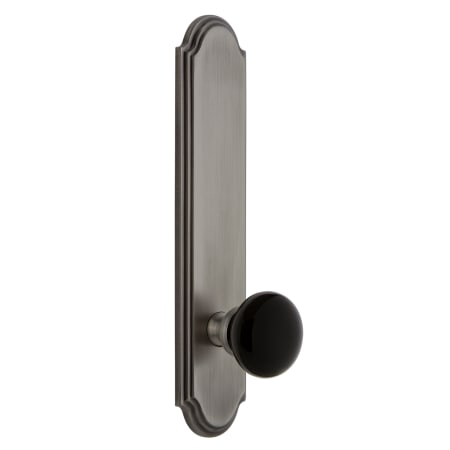 Grandeur Arc Solid Brass Tall Plate Passage Door Knob Set with Coventry Knob and 2-3/4" Backset Antique Pewter